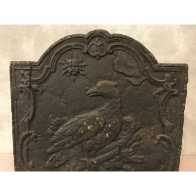 Plaque de cheminée ancienne en fonte d'époque début 19 ème