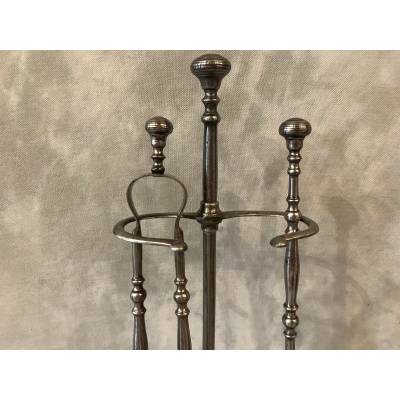Period polished iron fireplace servant 19 th