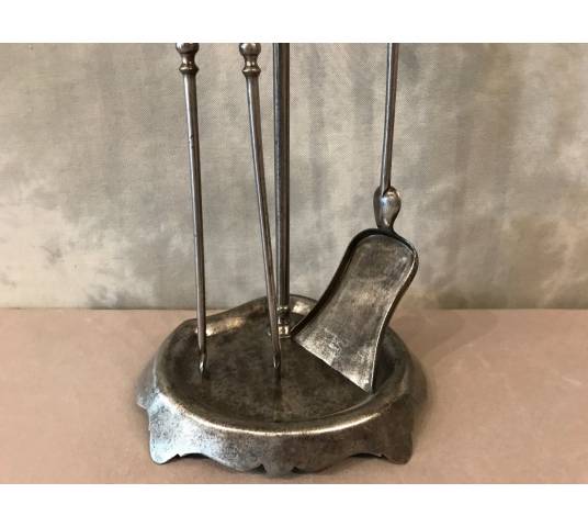Period polished iron fireplace servant 19 th