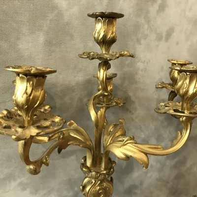 Pair of vintage gilded bronze candelabors 19 th