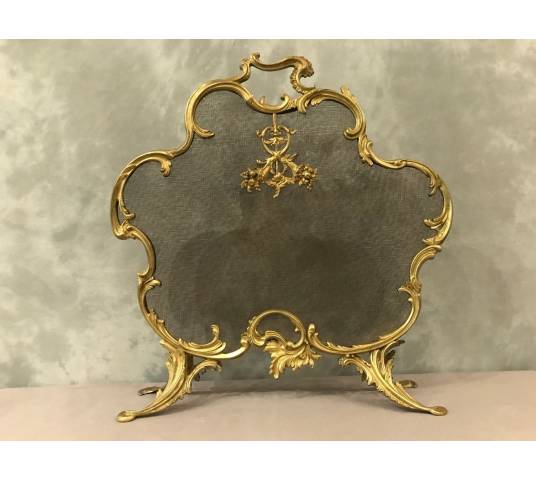 Pare fire screen of gilded bronze fireplace 19 th