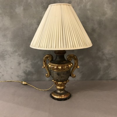 Lampe en bois doré et argent vers 1950