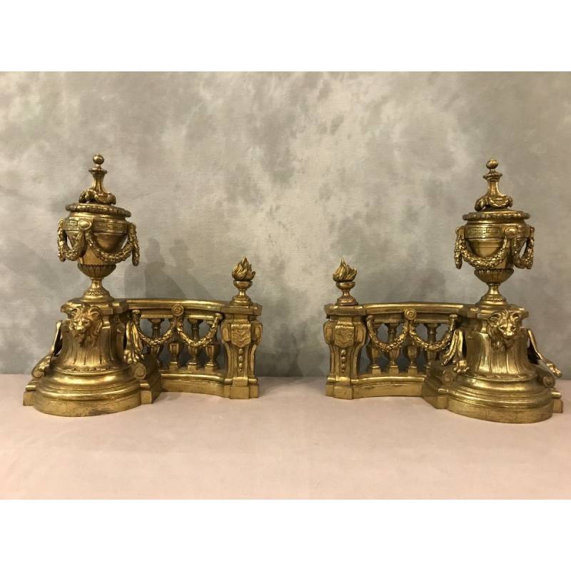 Beaux chenets in bronze epoch 19 th of style Louis XVI
