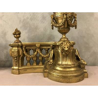 Beaux chenets in bronze epoch 19 th of style Louis XVI