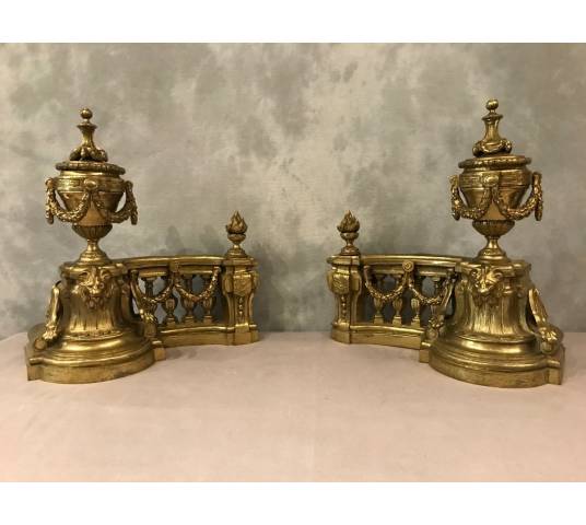 Beaux chenets in bronze epoch 19 th of style Louis XVI