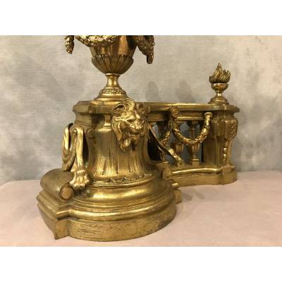 Beaux chenets in bronze epoch 19 th of style Louis XVI