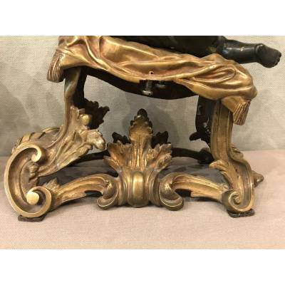 Old, golden kennels in gilded bronze and vintage 19 th