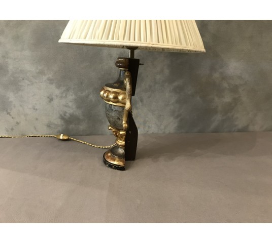 Lampe en bois doré et argent vers 1950