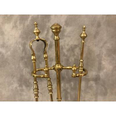 Servant of antique fireplace in vintage brass 19 th