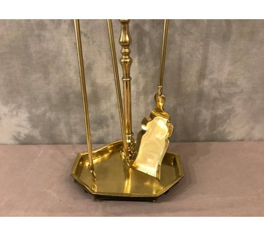 Servant of antique fireplace in vintage brass 19 th