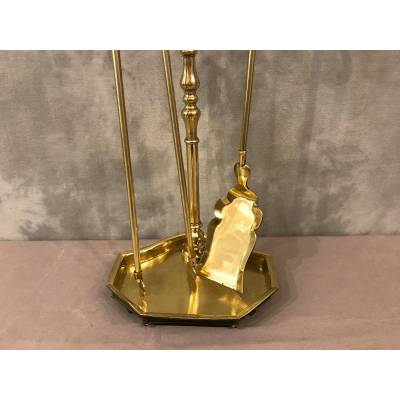 Servant of antique fireplace in vintage brass 19 th