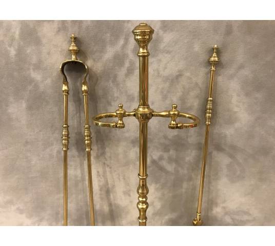 Servant of antique fireplace in vintage brass 19 th