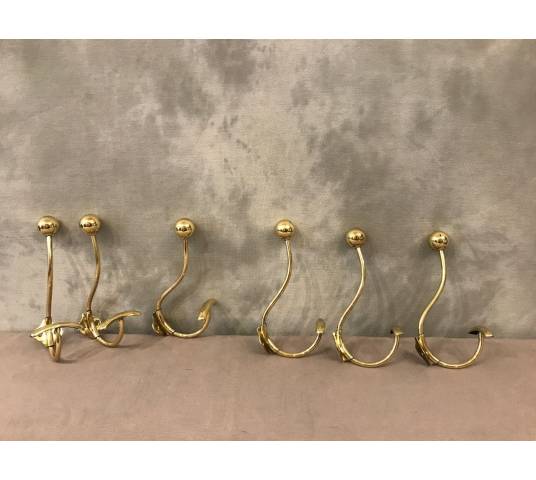Set of six paw, gates in vintage brass 19 th