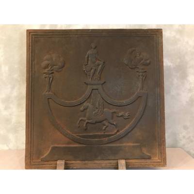 Ancient fireplace plate in vintage iron 19 th