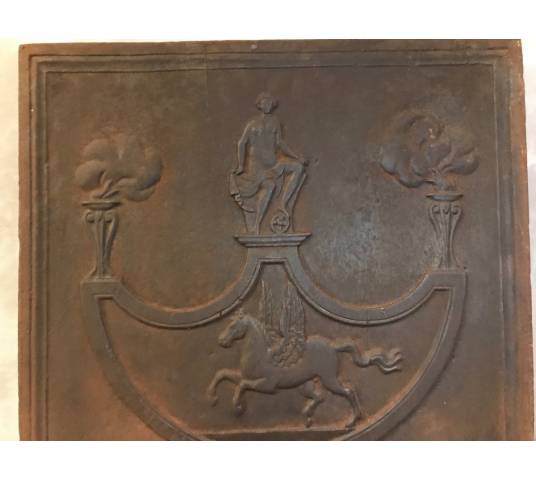 Ancient fireplace plate in vintage iron 19 th