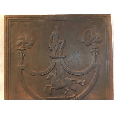Ancient fireplace plate in vintage iron 19 th
