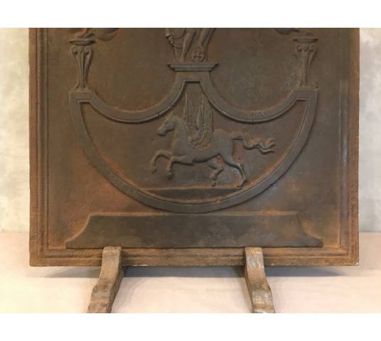 Ancient fireplace plate in vintage iron 19 th