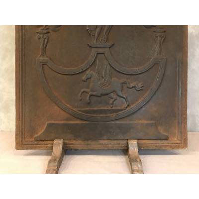 Ancient fireplace plate in vintage iron 19 th