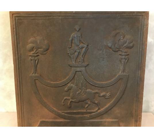 Ancient fireplace plate in vintage iron 19 th