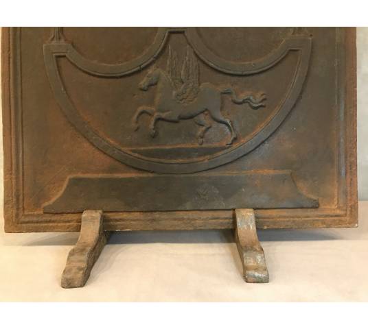 Ancient fireplace plate in vintage iron 19 th