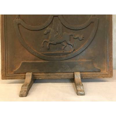 Ancient fireplace plate in vintage iron 19 th