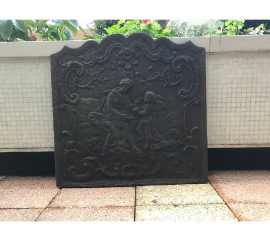 Beautiful large fireplace plate in period cast iron 18 th