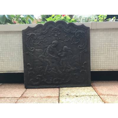 Beautiful large fireplace plate in period cast iron 18 th