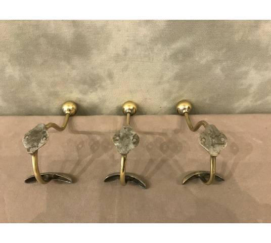 Set of 3 polished brass-era brass 19 th Louis Philippe