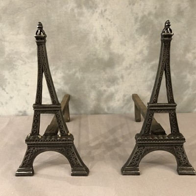 Ancient channels in polished cast iron around 1900 representing the Eiffel Tower