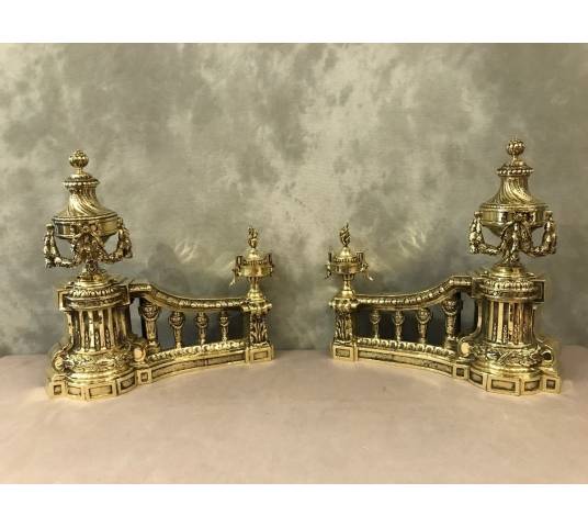 Beaux chenets in bronze epoch 19 th of style Louis XVI