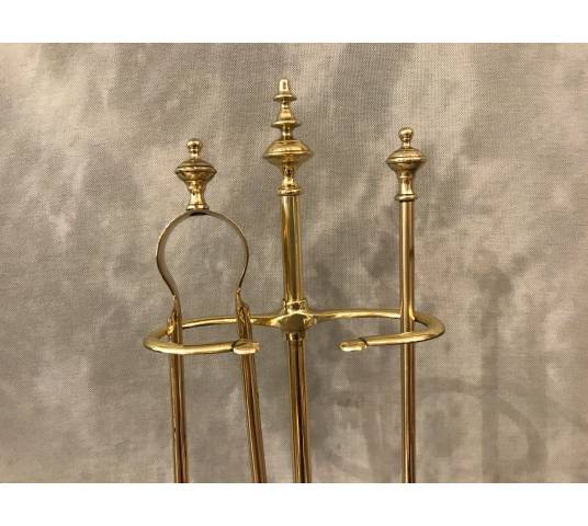 Stack Servant in vintage brass 19 th including a shovel and a gripper