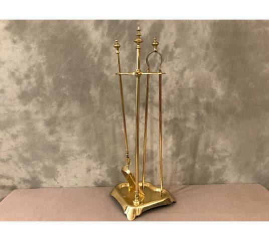 Stack Servant in vintage brass 19 th including a shovel and a gripper