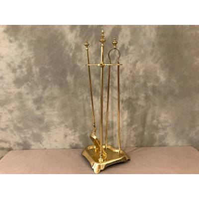 Stack Servant in vintage brass 19 th including a shovel and a gripper