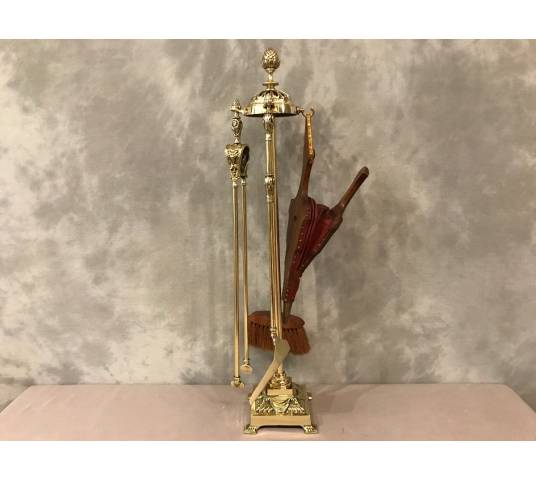 Servant of antique fireplace in brass and bronze 4 period pieces 19 th