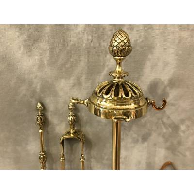 Servant of antique fireplace in brass and bronze 4 period pieces 19 th