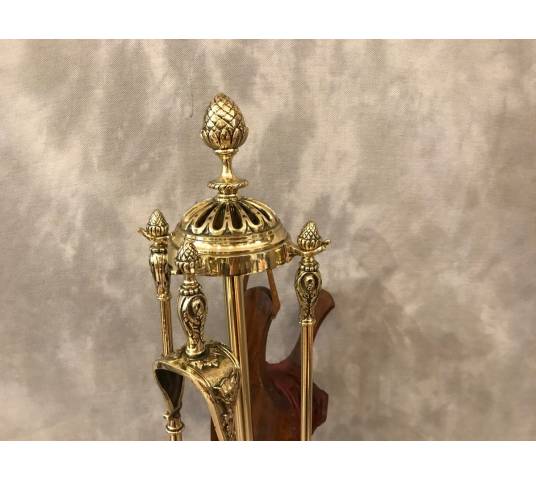 Servant of antique fireplace in brass and bronze 4 period pieces 19 th