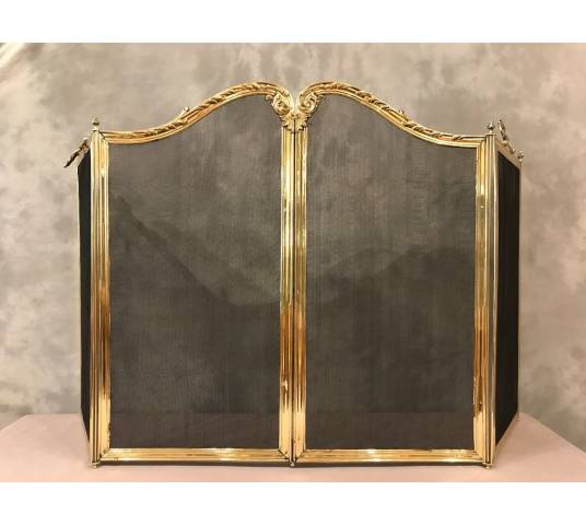 Beau firewall de chimney de style Louis XV d' epoch 19 th en brass