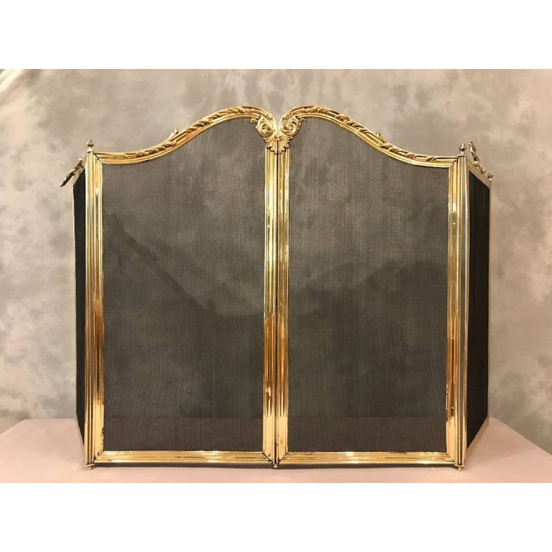 Beau firewall de chimney de style Louis XV d' epoch 19 th en brass