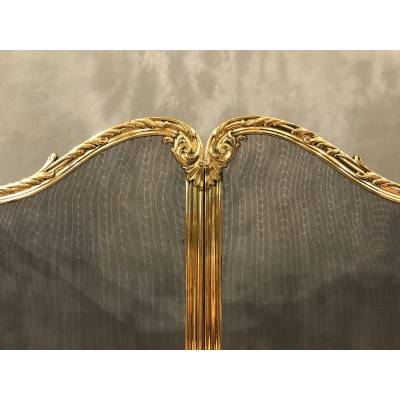 Beau firewall de chimney de style Louis XV d' epoch 19 th en brass