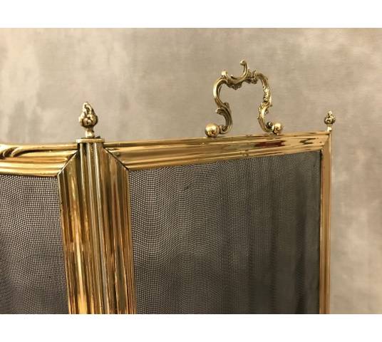 Beau firewall de chimney de style Louis XV d' epoch 19 th en brass