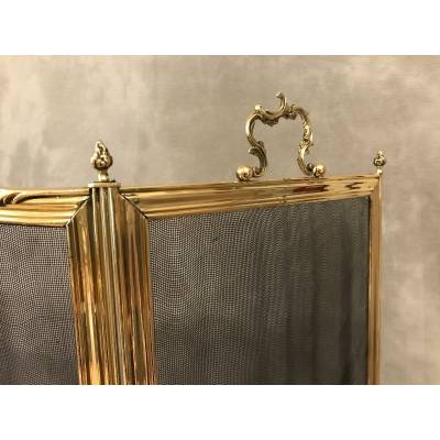 Beau firewall de chimney de style Louis XV d' epoch 19 th en brass