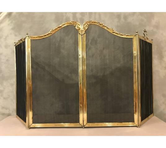 Beau firewall de chimney de style Louis XV d' epoch 19 th en brass