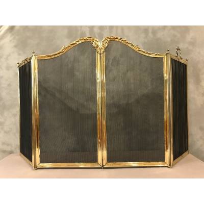 Beau firewall de chimney de style Louis XV d' epoch 19 th en brass