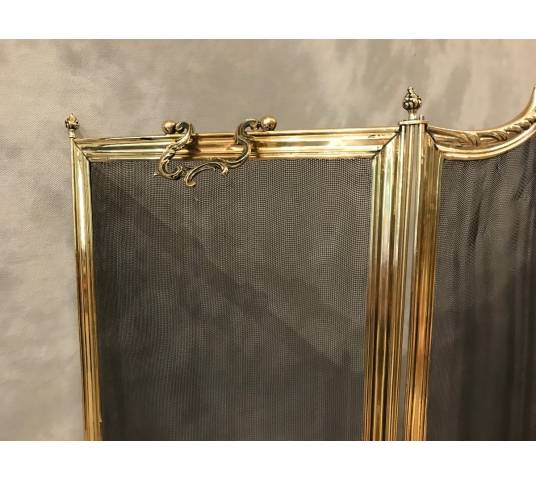 Beau firewall de chimney de style Louis XV d' epoch 19 th en brass