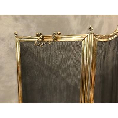 Beau firewall de chimney de style Louis XV d' epoch 19 th en brass