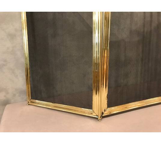 Beau firewall de chimney de style Louis XV d' epoch 19 th en brass