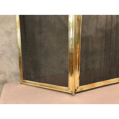 Beau firewall de chimney de style Louis XV d' epoch 19 th en brass