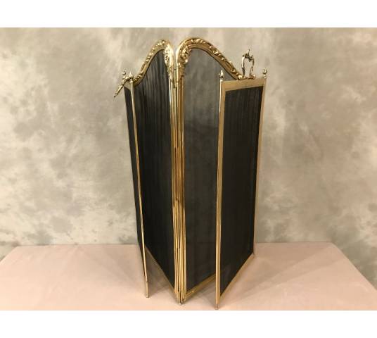 Beau firewall de chimney de style Louis XV d' epoch 19 th en brass