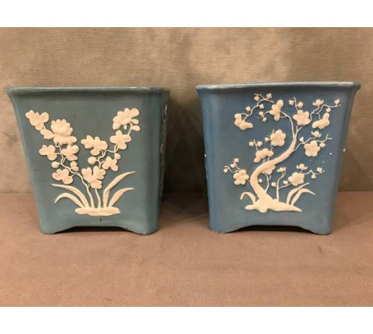 Two Minton's earthenware caches