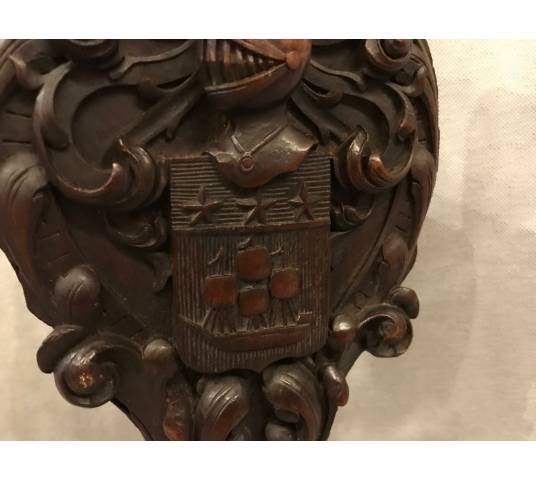 Beau bellows from ancient carved wooden fireplace 19 th